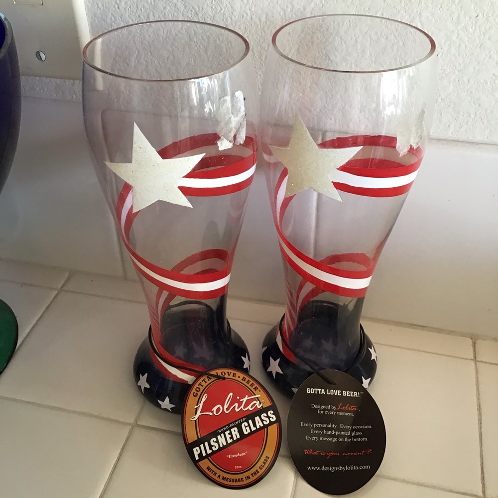 NWT Lolita Retired Freedom Pilsner Beer Glasses